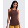 imageCRZ YOGA Butterluxe Womens Racerback High Neck Tank Top  with Built in Bra Workout Padded Yoga Athletic CamisoleTaupe