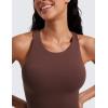 imageCRZ YOGA Butterluxe Womens Racerback High Neck Tank Top  with Built in Bra Workout Padded Yoga Athletic CamisoleTaupe