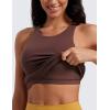 imageCRZ YOGA Butterluxe Womens Racerback High Neck Tank Top  with Built in Bra Workout Padded Yoga Athletic CamisoleTaupe