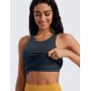 imageCRZ YOGA Butterluxe Womens Racerback High Neck Tank Top  with Built in Bra Workout Padded Yoga Athletic CamisoleTrue Navy
