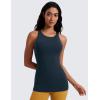 imageCRZ YOGA Butterluxe Womens Racerback High Neck Tank Top  with Built in Bra Workout Padded Yoga Athletic CamisoleTrue Navy