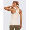 imageCRZ YOGA Butterluxe Womens Racerback High Neck Tank Top  with Built in Bra Workout Padded Yoga Athletic CamisoleWhite Apricot