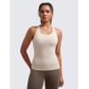 imageCRZ YOGA Butterluxe Workout Tank Tops for Women Built in Bras Padded  Racerback Athletic Spandex Yoga CamisoleMojave Tan