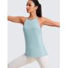imageCRZ YOGA Halter High Neck Workout Tops for Women Flowy Cami Sleeveless Tank Athletic Yoga ShirtsPure Blue