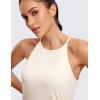 imageCRZ YOGA Halter High Neck Workout Tops for Women Flowy Cami Sleeveless Tank Athletic Yoga ShirtsWhite Apricot