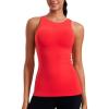 imageCRZ YOGA Butterluxe Womens Racerback High Neck Tank Top  with Built in Bra Workout Padded Yoga Athletic CamisoleDeep Red