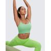 imageCRZ YOGA Adjustable Longline Sports Bra for Women  V Back Wireless Workout Padded Yoga Camisole Cropped Tank TopsBasil Green