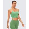 imageCRZ YOGA Adjustable Longline Sports Bra for Women  V Back Wireless Workout Padded Yoga Camisole Cropped Tank TopsBasil Green