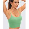 imageCRZ YOGA Adjustable Longline Sports Bra for Women  V Back Wireless Workout Padded Yoga Camisole Cropped Tank TopsBasil Green