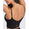 imageCRZ YOGA Adjustable Longline Sports Bra for Women  V Back Wireless Workout Padded Yoga Camisole Cropped Tank TopsBlack