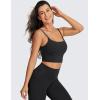 imageCRZ YOGA Adjustable Longline Sports Bra for Women  V Back Wireless Workout Padded Yoga Camisole Cropped Tank TopsBlack