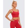 imageCRZ YOGA Adjustable Longline Sports Bra for Women  V Back Wireless Workout Padded Yoga Camisole Cropped Tank TopsCrimson