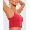 imageCRZ YOGA Adjustable Longline Sports Bra for Women  V Back Wireless Workout Padded Yoga Camisole Cropped Tank TopsCrimson