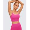 imageCRZ YOGA Adjustable Longline Sports Bra for Women  V Back Wireless Workout Padded Yoga Camisole Cropped Tank TopsHibiscus Purple