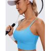 imageCRZ YOGA Adjustable Longline Sports Bra for Women  V Back Wireless Workout Padded Yoga Camisole Cropped Tank TopsSerenity Blue