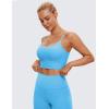 imageCRZ YOGA Adjustable Longline Sports Bra for Women  V Back Wireless Workout Padded Yoga Camisole Cropped Tank TopsSerenity Blue