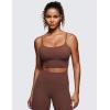 imageCRZ YOGA Adjustable Longline Sports Bra for Women  V Back Wireless Workout Padded Yoga Camisole Cropped Tank TopsTaupe