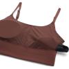 imageCRZ YOGA Adjustable Longline Sports Bra for Women  V Back Wireless Workout Padded Yoga Camisole Cropped Tank TopsTaupe