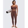 imageCRZ YOGA Adjustable Longline Sports Bra for Women  V Back Wireless Workout Padded Yoga Camisole Cropped Tank TopsTaupe