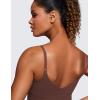 imageCRZ YOGA Adjustable Longline Sports Bra for Women  V Back Wireless Workout Padded Yoga Camisole Cropped Tank TopsTaupe