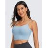 imageCRZ YOGA Adjustable Longline Sports Bra for Women  V Back Wireless Workout Padded Yoga Camisole Cropped Tank TopsThe Breeze Blue