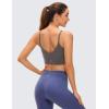imageCRZ YOGA Adjustable Longline Sports Bra for Women  V Back Wireless Workout Padded Yoga Camisole Cropped Tank TopsTornado Grey