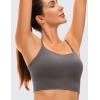 imageCRZ YOGA Adjustable Longline Sports Bra for Women  V Back Wireless Workout Padded Yoga Camisole Cropped Tank TopsTornado Grey