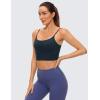 imageCRZ YOGA Adjustable Longline Sports Bra for Women  V Back Wireless Workout Padded Yoga Camisole Cropped Tank TopsTrue Navy