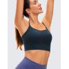 imageCRZ YOGA Adjustable Longline Sports Bra for Women  V Back Wireless Workout Padded Yoga Camisole Cropped Tank TopsTrue Navy