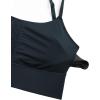 imageCRZ YOGA Adjustable Longline Sports Bra for Women  V Back Wireless Workout Padded Yoga Camisole Cropped Tank TopsTrue Navy