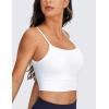 imageCRZ YOGA Adjustable Longline Sports Bra for Women  V Back Wireless Workout Padded Yoga Camisole Cropped Tank TopsWhite