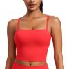 imageCRZ YOGA Butterluxe Cami Longline Sports Bras for Women  Square Neck Adjustable Padded Workout Crop Tank Top CamisoleDeep Red