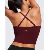 imageCRZ YOGA Butterluxe Cami Longline Sports Bras for Women  Square Neck Adjustable Padded Workout Crop Tank Top CamisoleRed Merlot