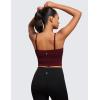 imageCRZ YOGA Butterluxe Cami Longline Sports Bras for Women  Square Neck Adjustable Padded Workout Crop Tank Top CamisoleRed Merlot