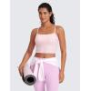 imageCRZ YOGA Butterluxe Cami Longline Sports Bras for Women  Square Neck Adjustable Padded Workout Crop Tank Top CamisoleStrawberry Pink