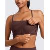 imageCRZ YOGA Butterluxe Cami Longline Sports Bras for Women  Square Neck Adjustable Padded Workout Crop Tank Top CamisoleTaupe