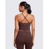 imageCRZ YOGA Butterluxe Cami Longline Sports Bras for Women  Square Neck Adjustable Padded Workout Crop Tank Top CamisoleTaupe