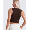 imageCRZ YOGA Butterluxe Soft Double Lined Casual Tops for Women High Neck Yoga Sleeveless Shirts Basic Going Out Workout TanksHot Fudge Brown