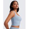 imageCRZ YOGA Butterluxe Womens Longline Square Neck Sports Bras  Basic Crop Tank Yoga Workout Tops with Built in PadsCambric Blue