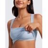 imageCRZ YOGA Butterluxe Womens Longline Square Neck Sports Bras  Basic Crop Tank Yoga Workout Tops with Built in PadsCambric Blue