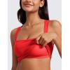 imageCRZ YOGA Butterluxe Womens Longline Square Neck Sports Bras  Basic Crop Tank Yoga Workout Tops with Built in PadsDeep Red