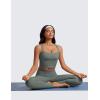 imageCRZ YOGA Butterluxe Womens Longline Square Neck Sports Bras  Basic Crop Tank Yoga Workout Tops with Built in PadsGrey Sage