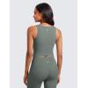 imageCRZ YOGA Butterluxe Womens Longline Square Neck Sports Bras  Basic Crop Tank Yoga Workout Tops with Built in PadsGrey Sage