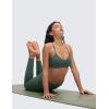 imageCRZ YOGA Butterluxe Womens Ruched V Neck Sports Bra  Y Back Spaghetti Thin Strap Wireless Padded Yoga Crop TopDark Forest Green