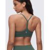 imageCRZ YOGA Butterluxe Womens Ruched V Neck Sports Bra  Y Back Spaghetti Thin Strap Wireless Padded Yoga Crop TopDark Forest Green