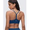 imageCRZ YOGA Butterluxe Womens Ruched V Neck Sports Bra  Y Back Spaghetti Thin Strap Wireless Padded Yoga Crop TopFrench Navy