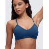 imageCRZ YOGA Butterluxe Womens Ruched V Neck Sports Bra  Y Back Spaghetti Thin Strap Wireless Padded Yoga Crop TopFrench Navy