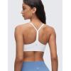 imageCRZ YOGA Butterluxe Womens Ruched V Neck Sports Bra  Y Back Spaghetti Thin Strap Wireless Padded Yoga Crop TopWhite