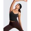 imageCRZ YOGA Butterluxe Womens Sweetheart Longline Sports Bra  Adjustable Thin Strap Workout Tank Tops Yoga Padded CamisoleBlack
