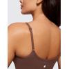 imageCRZ YOGA Butterluxe Womens Sweetheart Longline Sports Bra  Adjustable Thin Strap Workout Tank Tops Yoga Padded CamisoleCoffee Brown